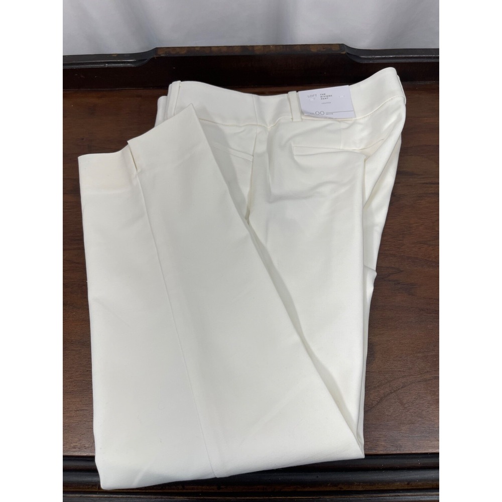 Loft Riviera NWT Pant Cropped Women's Petite 00 Winter White Casual Dress Vaca